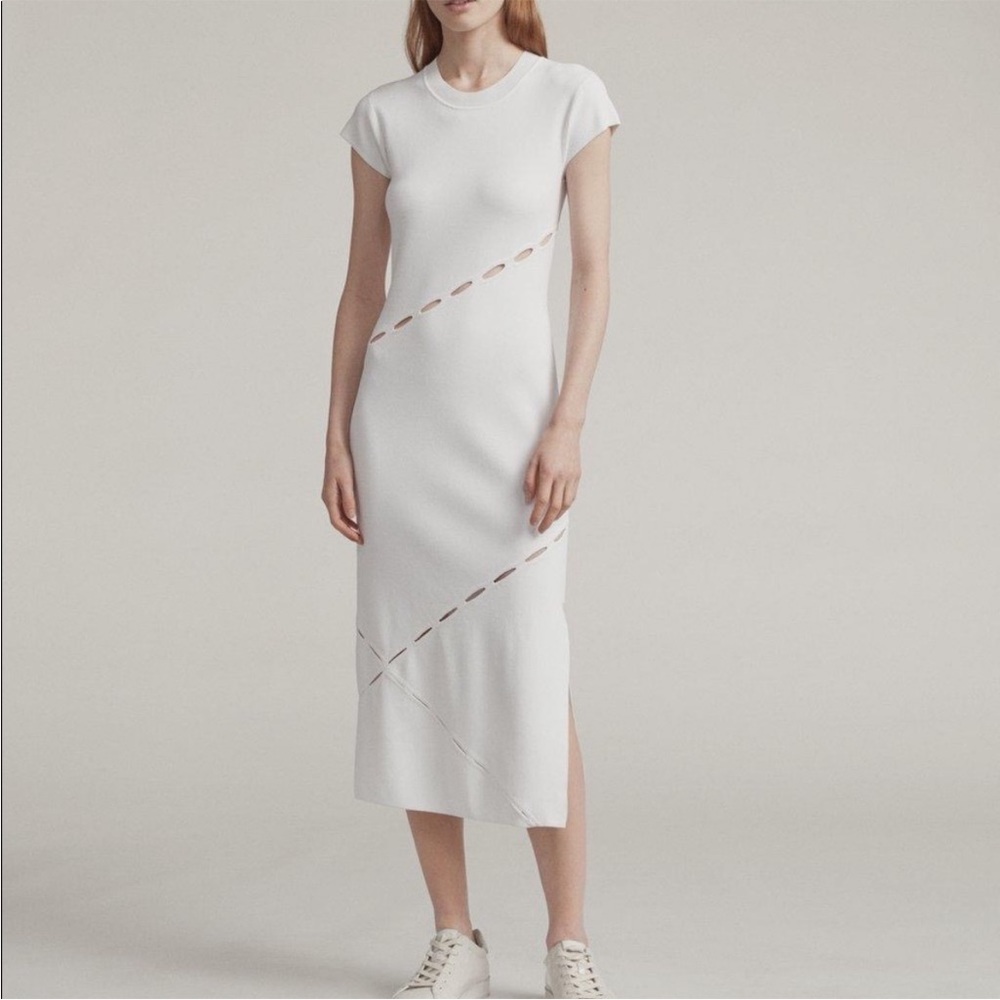 Rag & Bone white midi t-shirt dress with cutouts, Size S